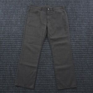Versace Collection Pants Mens 36 Grey Wool Blend Straight Leg Micro Pattern